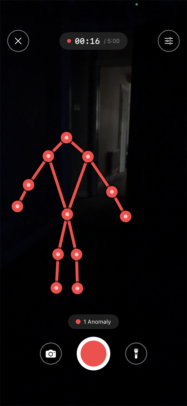 Animavox SLS Camera detecting wireframe skeleton figures using ARKit body tracking